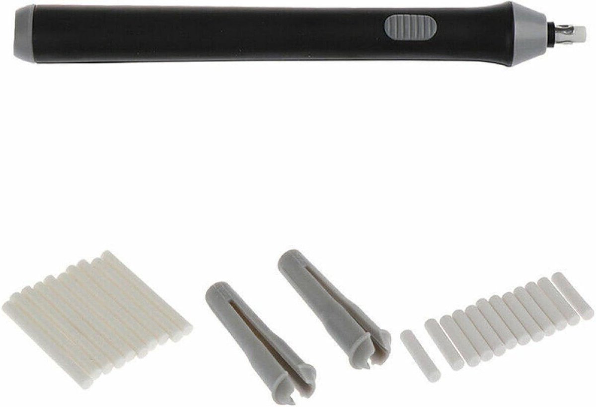 Elektrische Gum - Potlood Gum Kit - Tekenen en Schetsen - Draadloos en Compact - 166 x 15 mm - Zwart