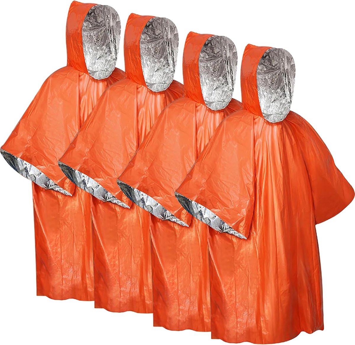 4 stuks noodsurvivalponcho, regenponcho, reddingsdeken, bivakzak, noodslaapzak, eerstehulp-warmtedeken, isolatie en regenbestendig, geschikt voor kamperen, wandelen en noodgevallen