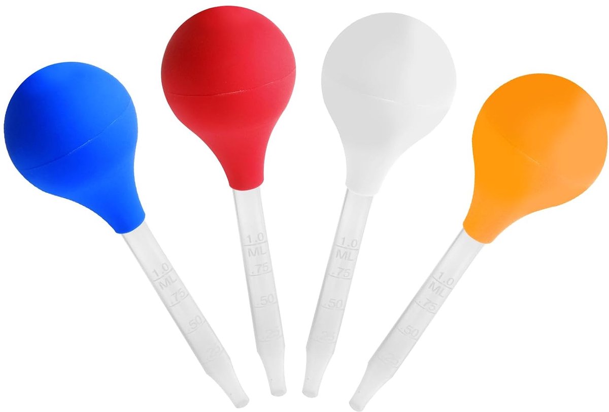 Pipet voor kinderen, 4-delig, grote druppels voor vloeistofoverdracht en kunsthandwerk, sensorisch speelgoed, waterspel, speelgoed voor kinderen en peuters