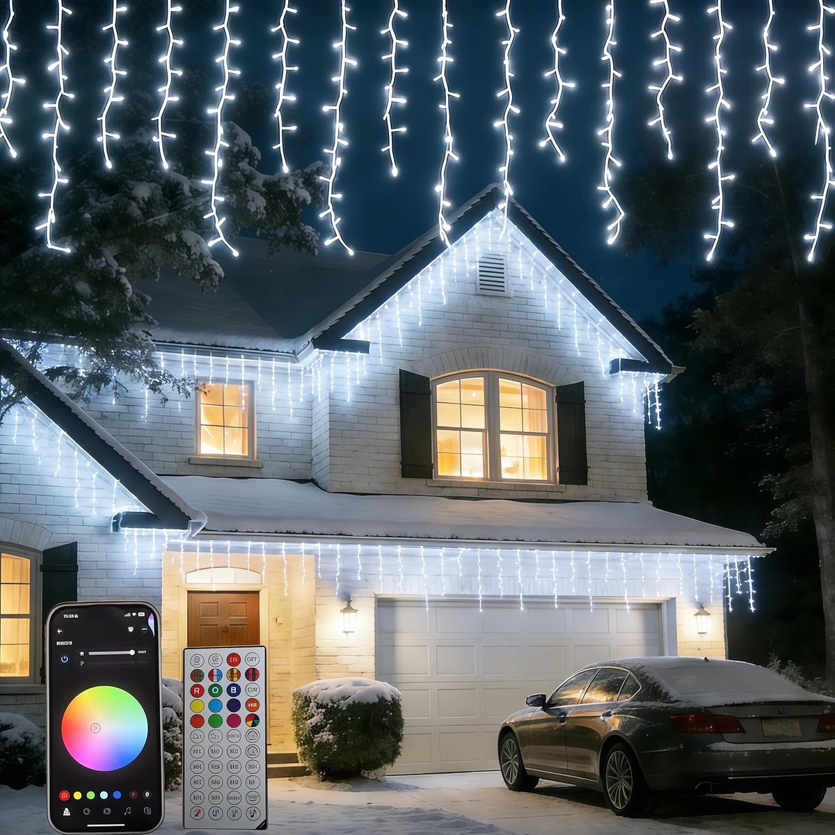 13 m, 400 leds, ijsregen lichtketting voor buiten, lichtgordijn, ijspegels, lichtketting, multifunctioneel, 40 modi, uitbreidbaar, lichtkettingen voor kerstdecoratie, dak, dakrand, balkon, tuin