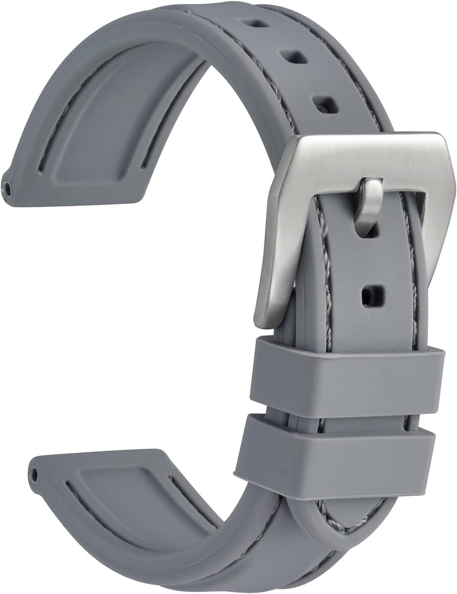 Horlogebanden, Siliconenrubber Horlogeband, Roestvrijstalen Gesp, 18mm 20mm 22mm 24mm