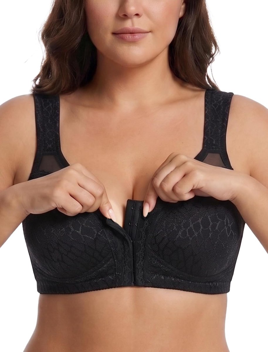 Dames comfort sterke grip vooraan Vershcluss rugsteun ongevoerd zonder beugel klassieke beha