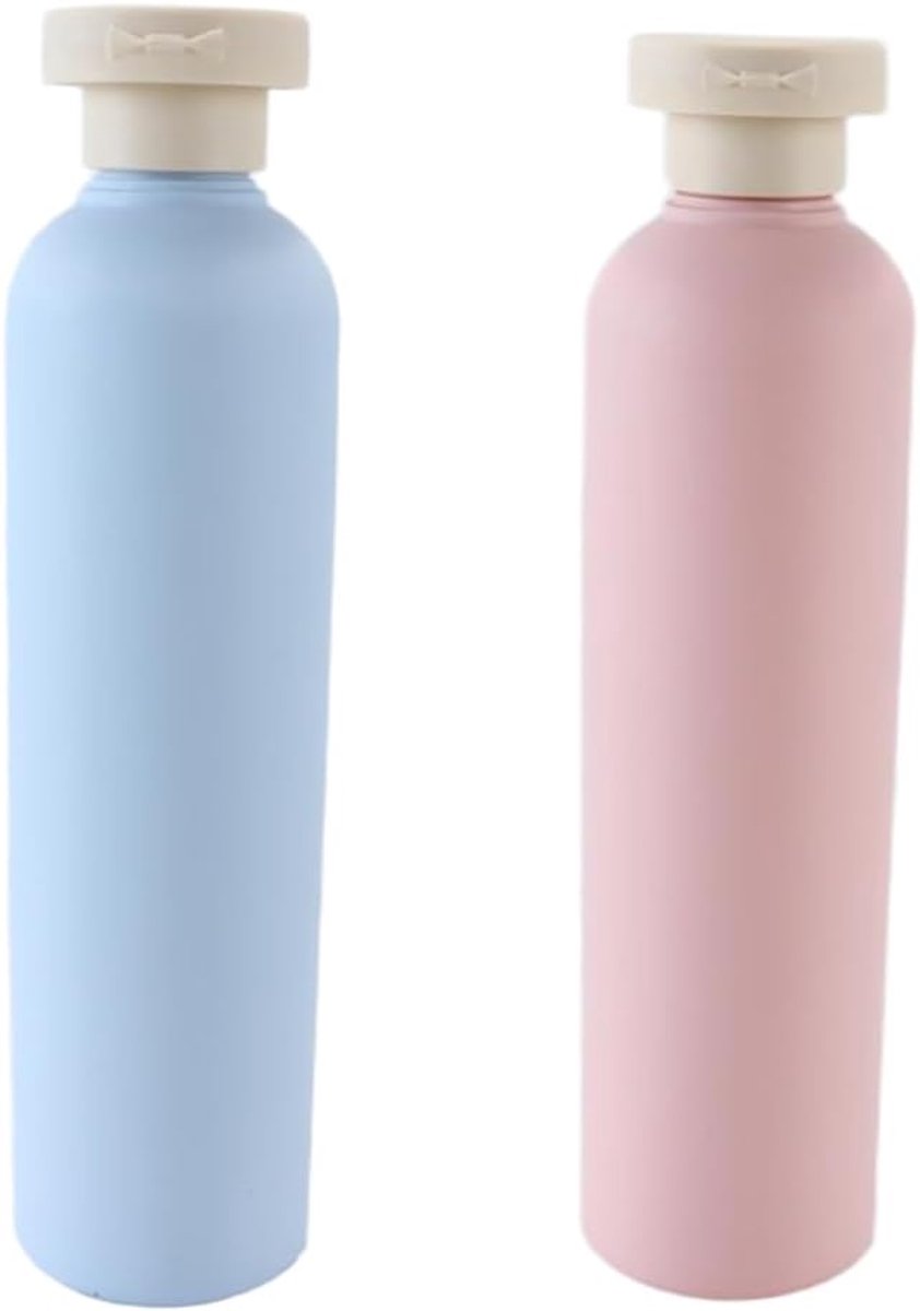 Knijpflessen, navulfles, lege doseerflessen met schijfdop (roze en blauw)