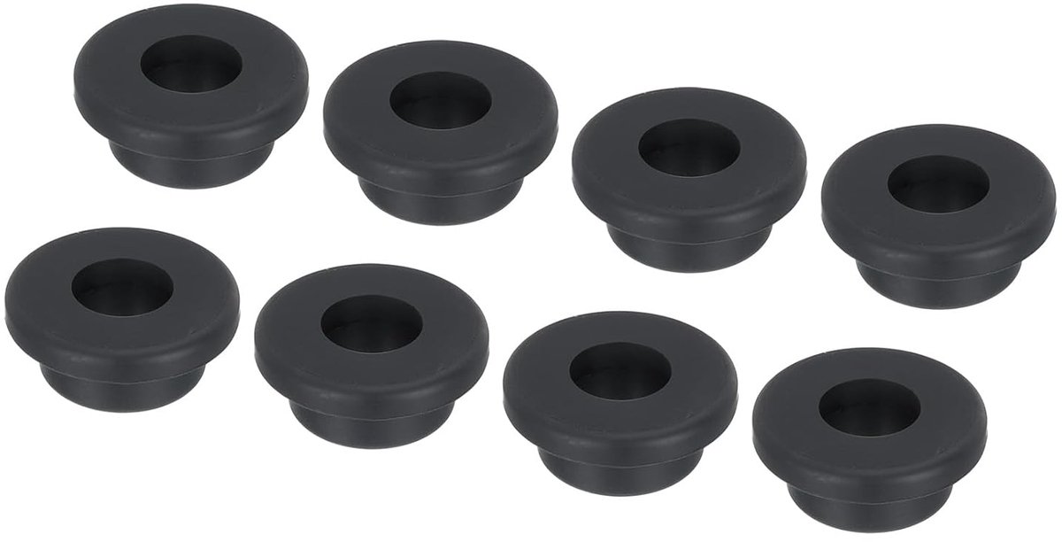 8 stuks rubberen afdichtingen in T-vorm, buitendiameter 25 mm, binnendiameter 15 mm, afdichtingsbescherming voor flexibele gaten voor kabels en slangen, kleur: zwart