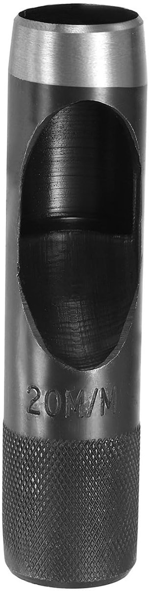 Gatentang van leer, 20 mm, rond, koolstofstaal, voor horlogebandjes, stof, afdichtingen, reparatie, lederhandwerk, doe-het-zelf, zwart