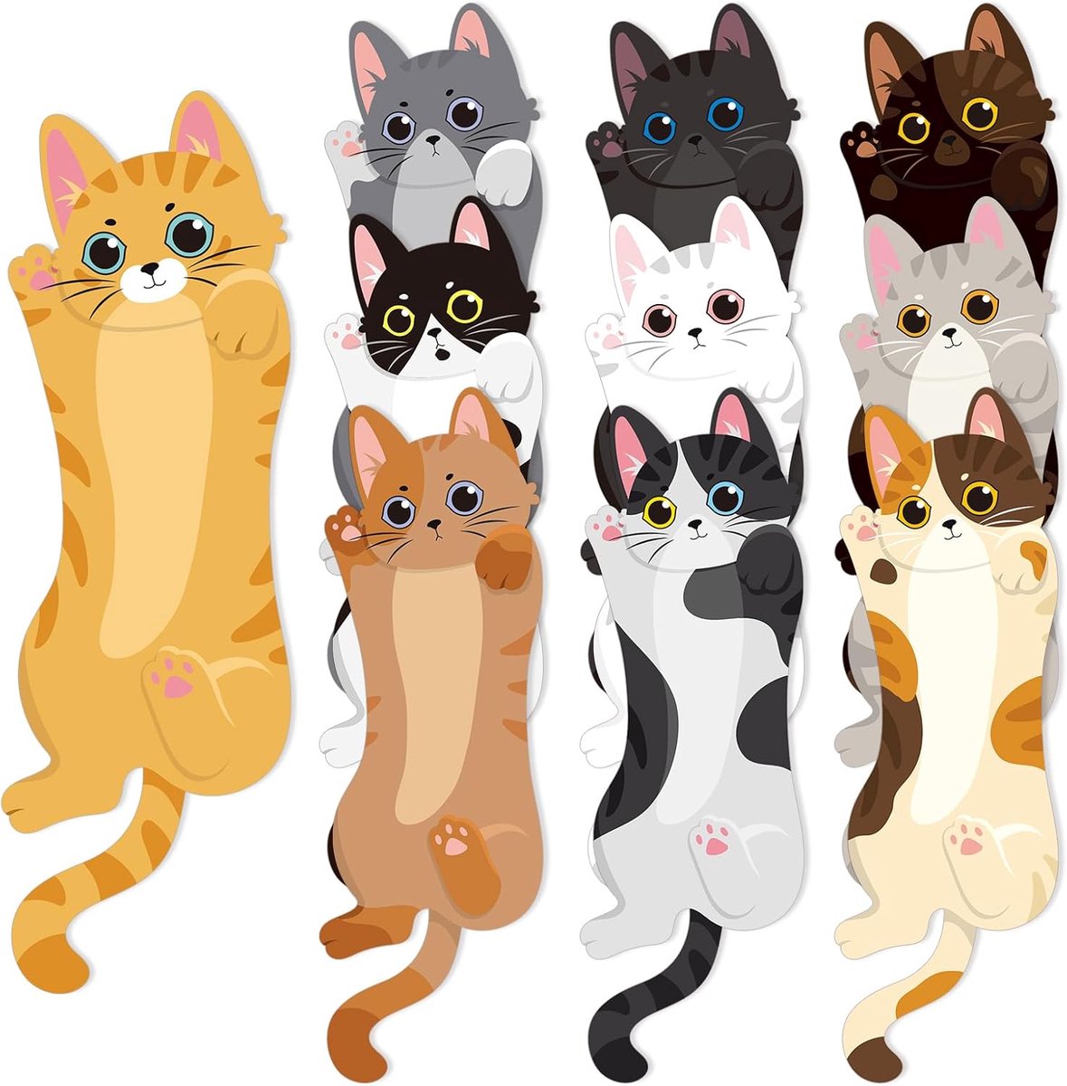 30 stuks kattenpapier bladwijzers, schattige kitty ontwerp pagina markers boek pagina clips voor boek liefhebbers, lezen accessoires cadeau voor studenten leraren, 10 stijlen