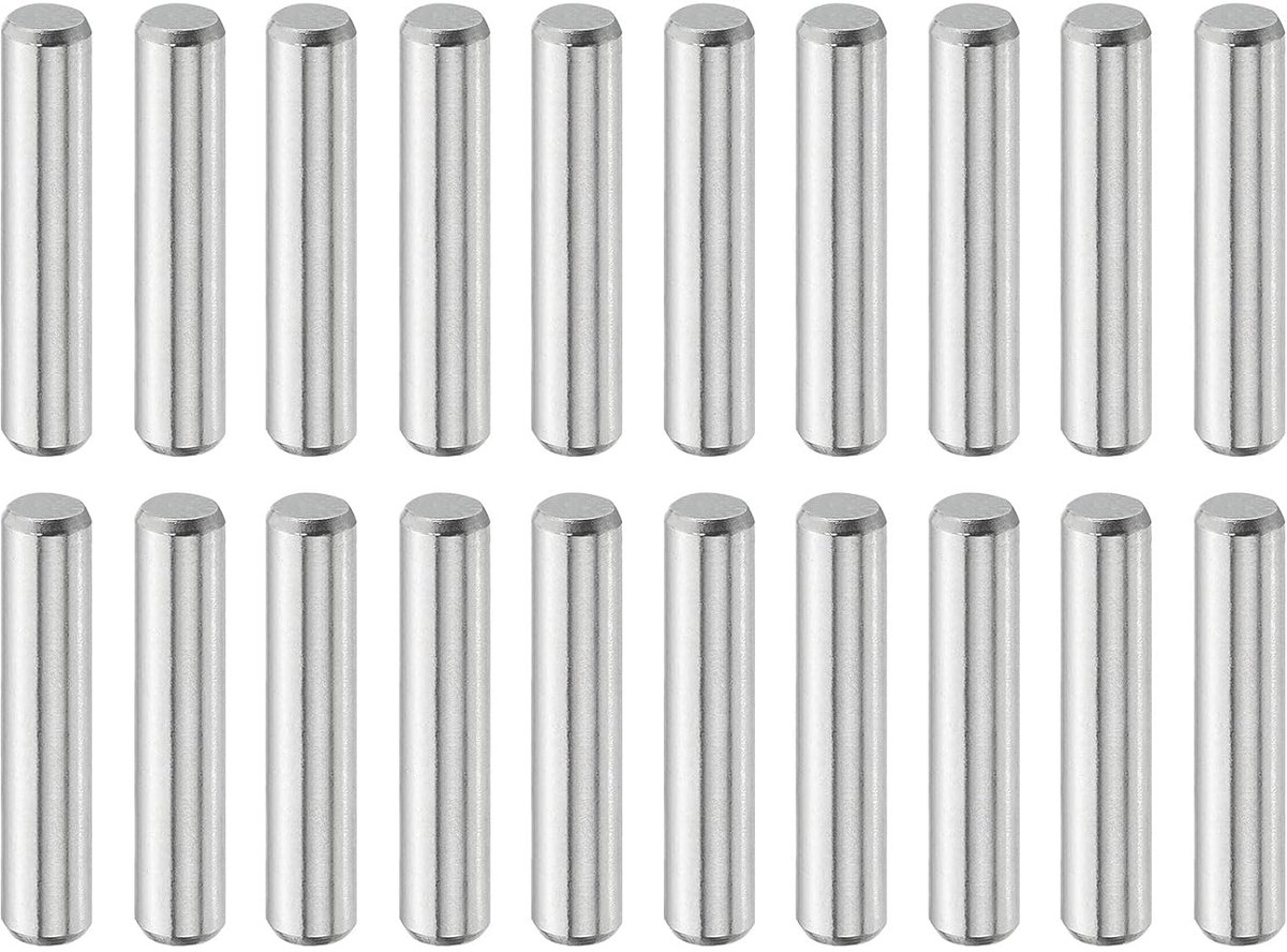 20 stuks 5 mm x 25 mm houten stiften, cilindrische pennen van 316L roestvrij staal, planksteun, staven, bevestigingen, plankelementen, zilverkleurige pennen