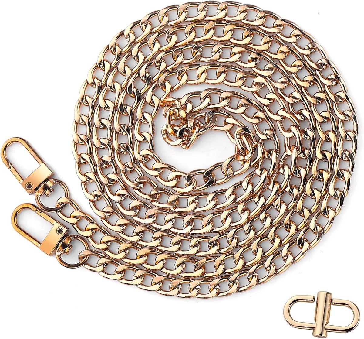 Kettingriem voor handtas en portemonnee - 130 cm goud met metalen gesp voor boodschapper tas koppeling - knutselen