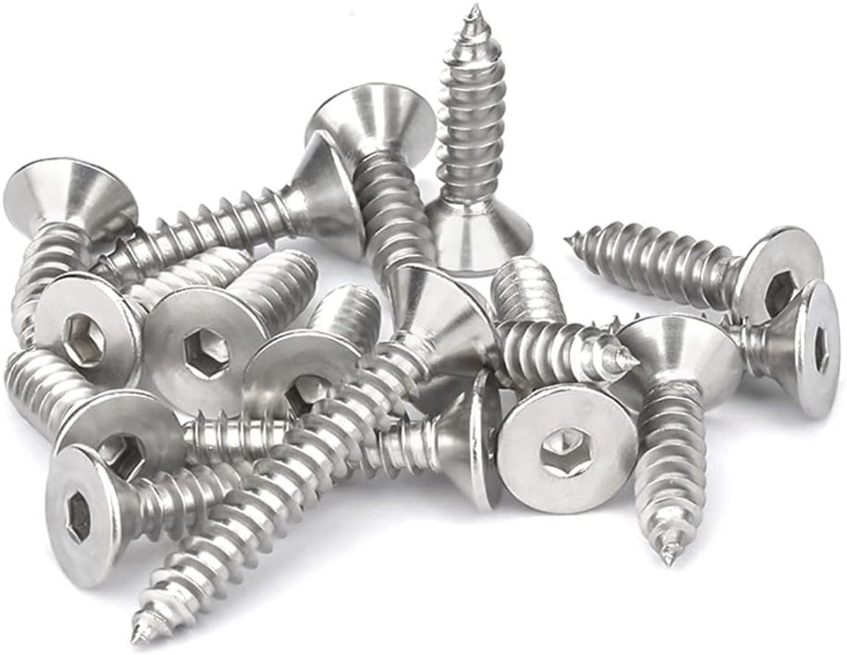 Houtschroeven zelftappende schroeven met verzonken kop met innerlijke zeshoek, M3×10mm,100 pcs