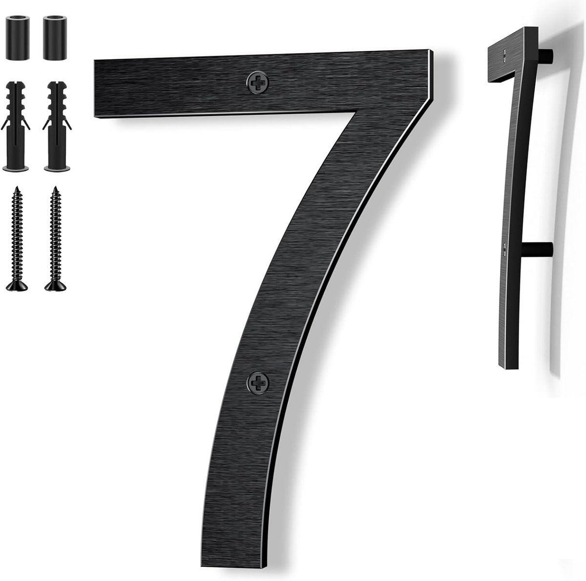 20 cm zwart huisnummer – Groot adresnummer in massief aluminium met geborsteld oppervlak, montage met schroeven en zwevend 3D-effect, weerbestendig – Voor muur, gevel, poort, garage (7)