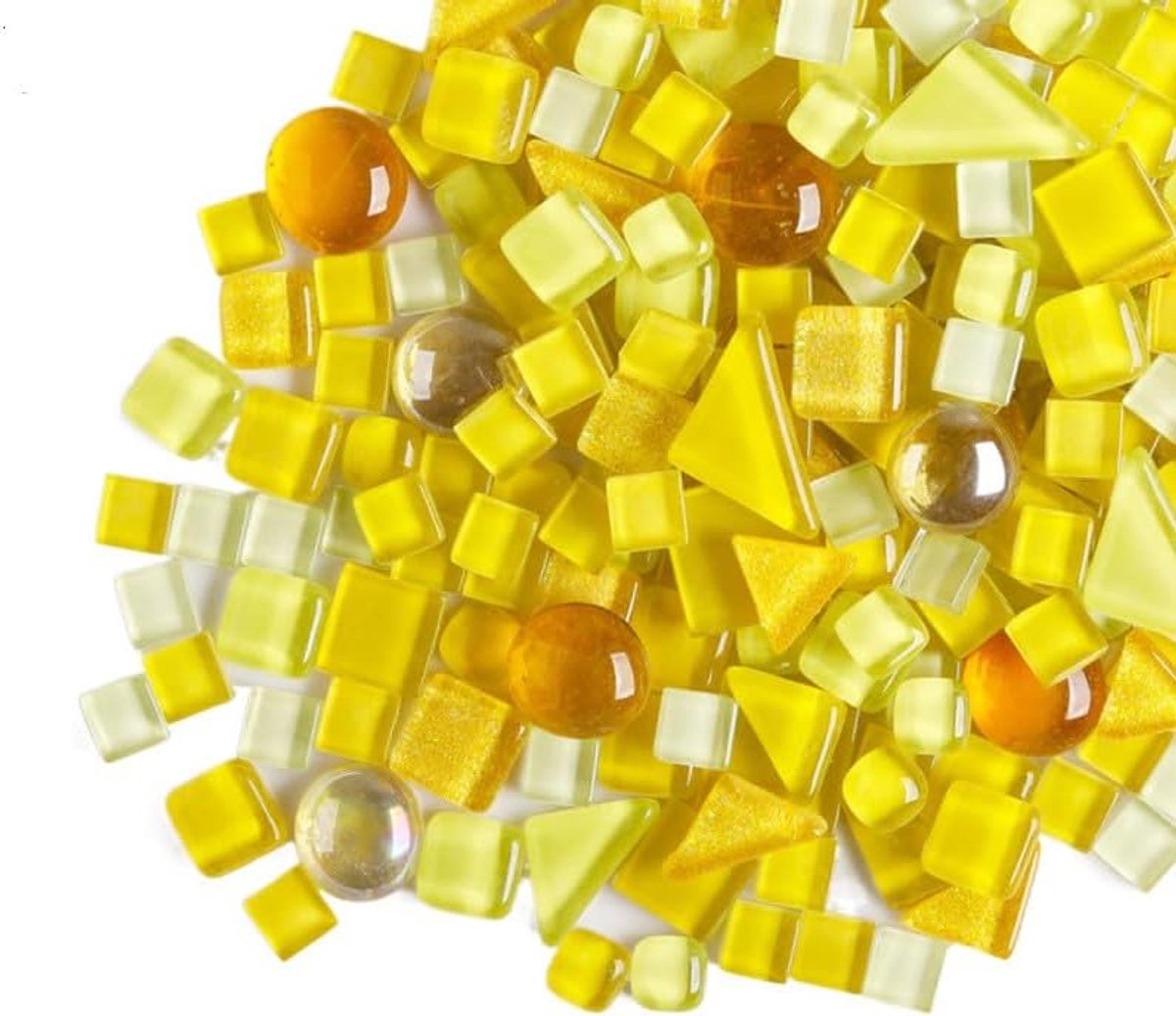 200g onregelmatige kristallen mozaïek glazen tegels voor ambachten, gemengde kleuren kleine mozaïek glas stukken doe-het-zelf hobby's kinderen voor woondecoratie (geel)