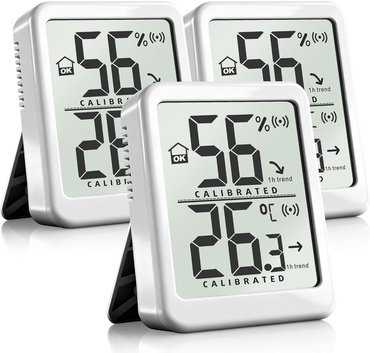 3 stuks kamerthermometer voor binnentemperatuur en vochtigheidsmonitor, digitale thermo-hygrometer, binnenthermometer, vochtmeter voor kamer, babykamer, reptielen en planten - klein formaat
