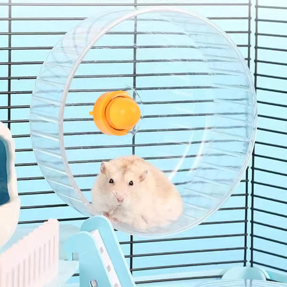 Loopfiets voor hamsters, stille spinner, hamsterwiel 17 cm, hamsterspinner, hamstertrainingswiel, stil hamsterspeelgoed, transparant, kunststof hamsterwiel voor chinchilla's, eekhoorns, racemuizen