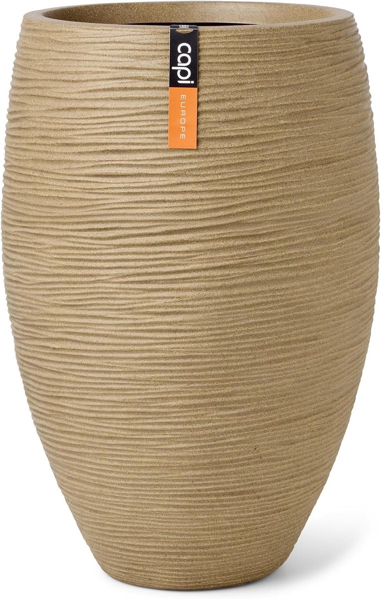 Vaas 38x58 - Beige rib structuur - Geschikt voor binnen en buiten - Capi Europe - SnelShoppen