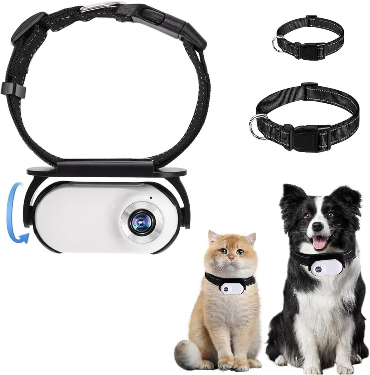 1080P HD Dog Tracker-halsband, Mini-actiecamera voor Video-opnamen Binnen/Buiten, Geen WiFi Nodig, Dierbenodigdheden Ontworpen voor Honden