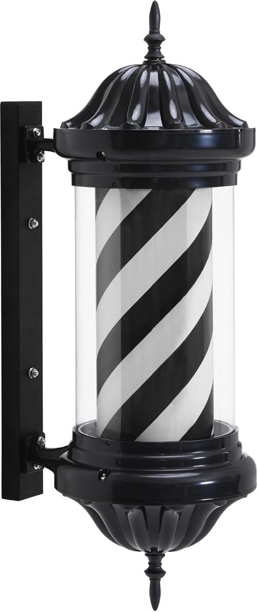 Barbier Pole Barber, Barbershop Kappersbar met LED-verlichting Inrichting salon, 70CM Kapsalon Draaibare Bar, wandmontage L054