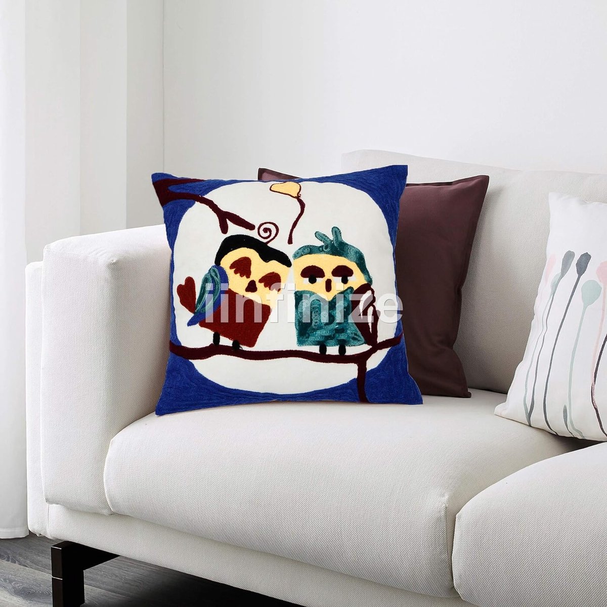 Kussenhoes 16x16 Inch - Katoen met borduurwerk - Multifunctioneel voor hal en sofa - SnelShoppen