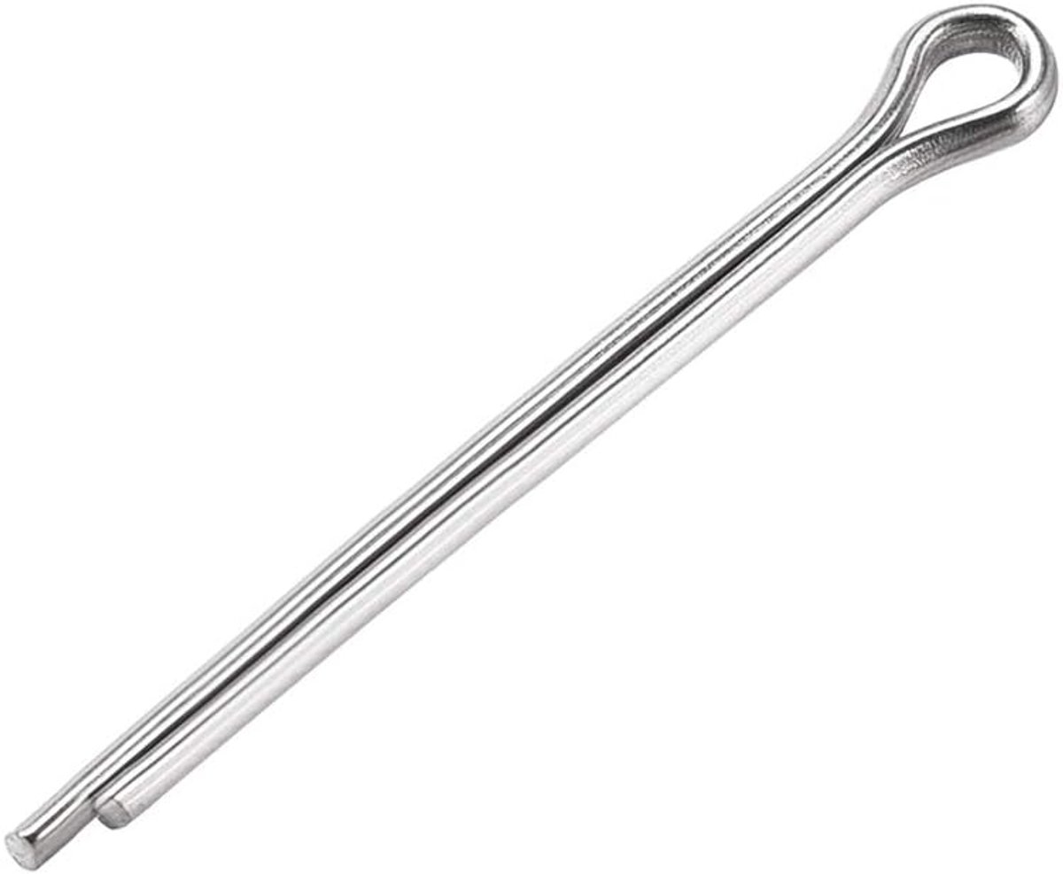 sourcing map 30 stuks gedeelde splinten -2 mm x 25 mm 304 roestvrij staal 2 tanden sleutels zilver