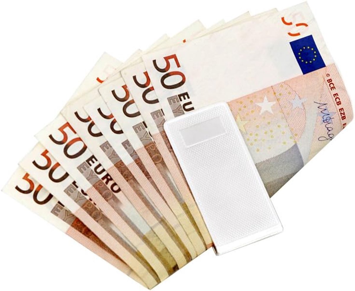 Geldklem geldklemmen geldklemmen Money clip leesbaar zilver gravure flyer