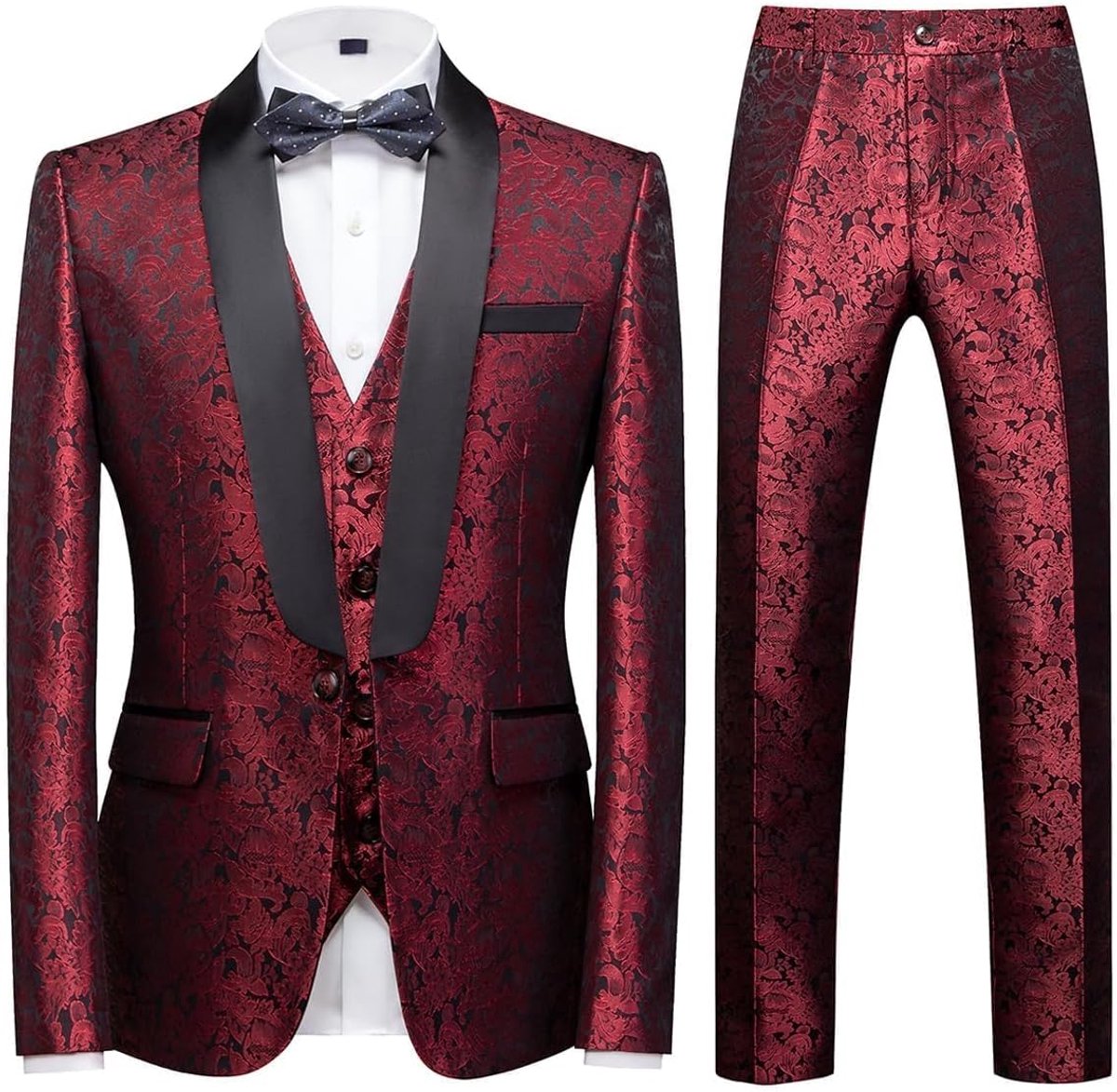 Pakken 3-delig regular fit skinny paisley jacquard smoking pak voor bruiloft casual business diner party smoking pak set