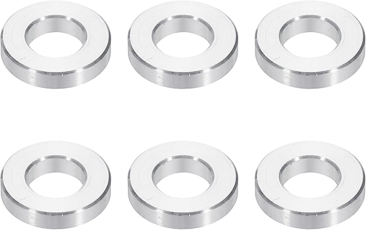 M6 Aluminium Spacers, 6 Stks Metalen Spacers Aluminium 6.2mm ID x 12mm OD x 3mm L Aluminium Spacer Schroef Standoff Ronde voor 1/4 of M6 Schroefbouten