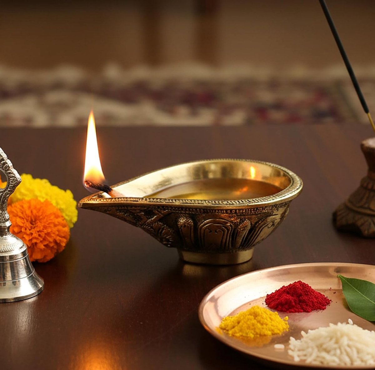 ESplanade Messing Diya Deepam Olielamp Kuthu Vilakku | Woondecoratie | Gouden - 4.5" Inch Lengte (4.5" Inch)