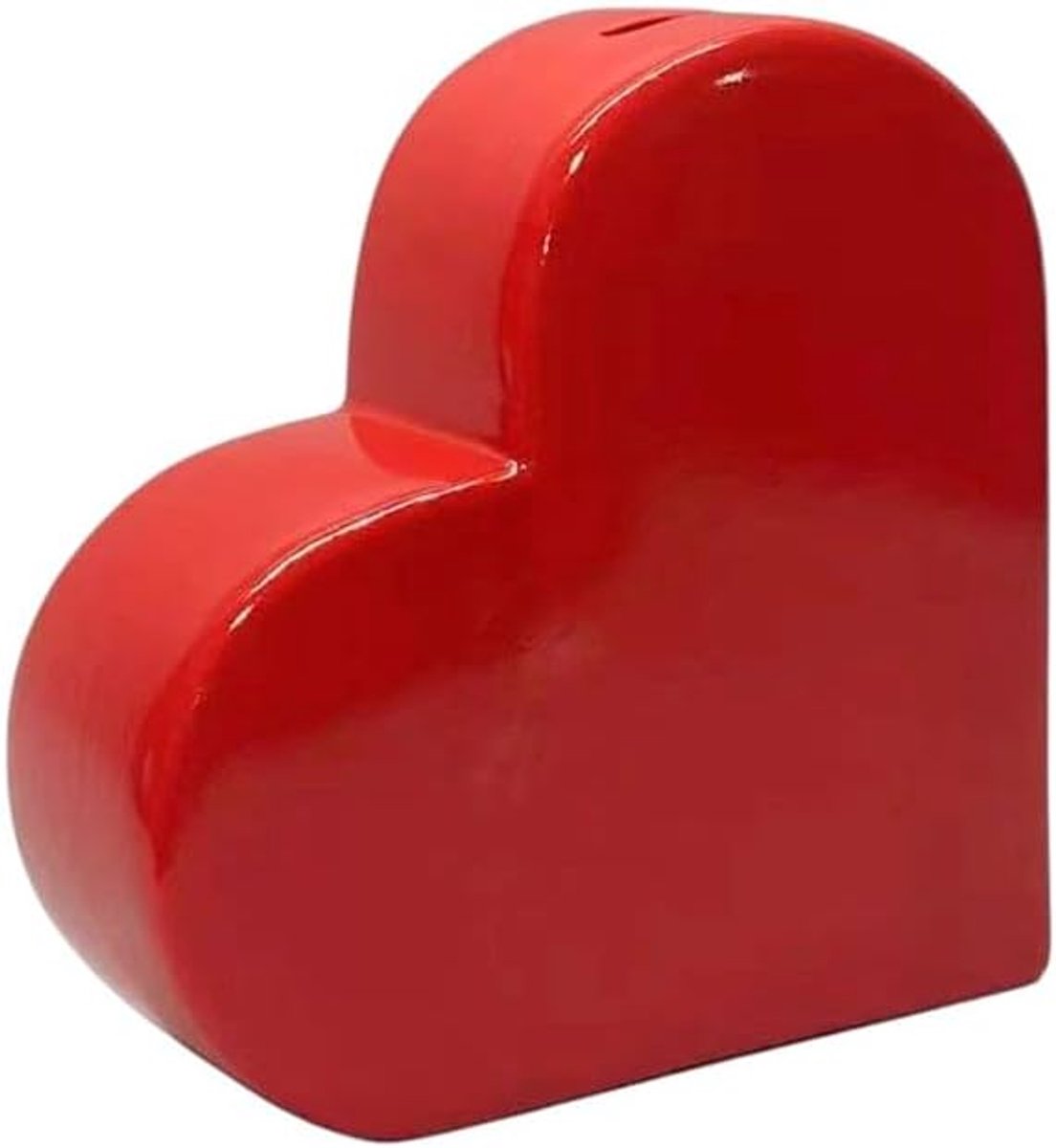 Spaarpot in hartvorm, keramiek, rood, cadeau voor Valentijnsdag, 12 x 5 x 12 cm
