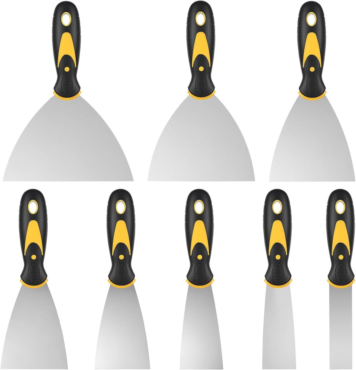 8 stuks wandschrapers, 1/1,5/2/2,5/3/4/5/6 inch verfschraper, stucspatel, gipsplamuurset voor het schrapen van muren, behang, stucwerk, decoratie, doe-het-zelf