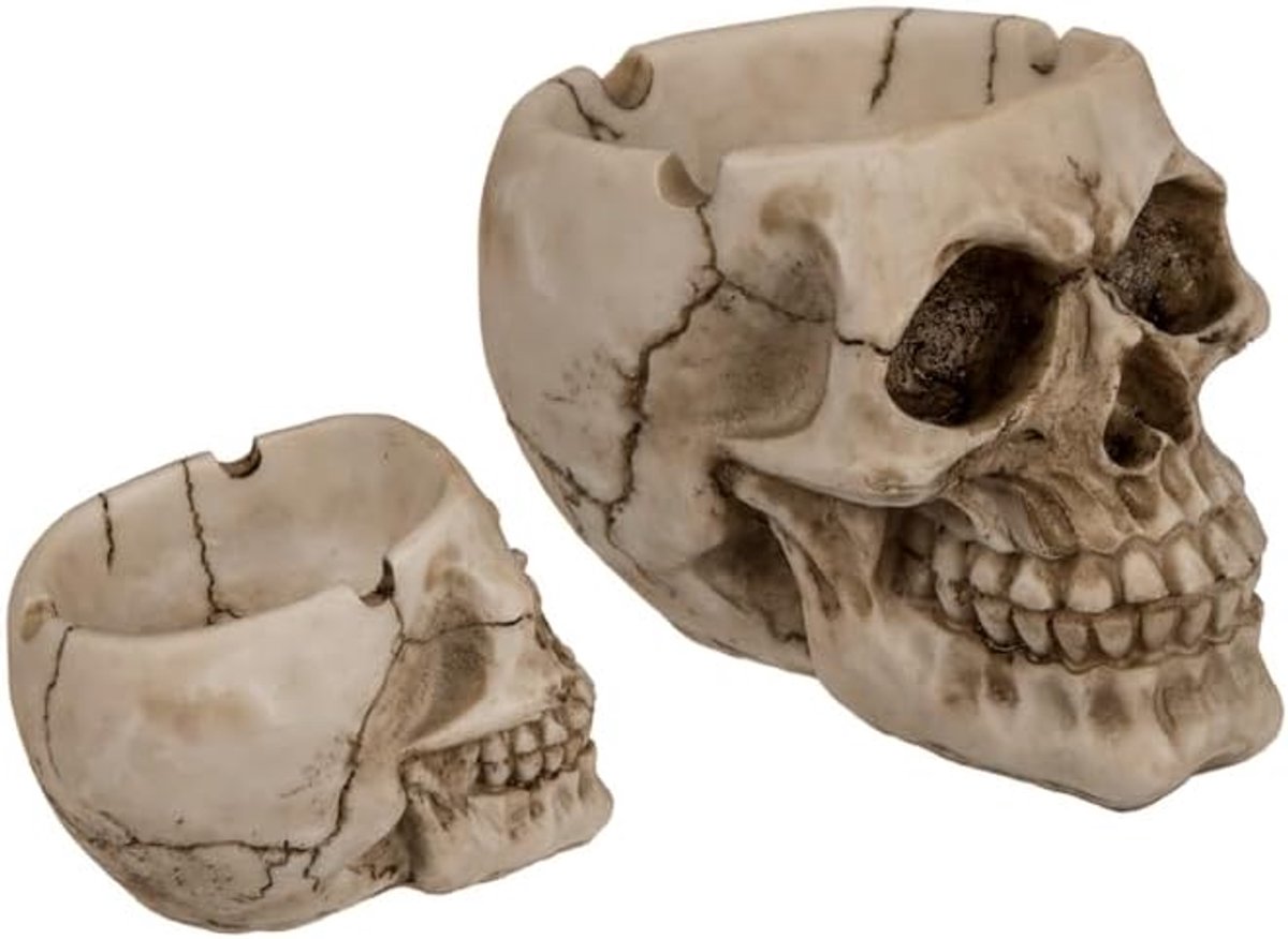 Polyresin-asbak met doodshoofd, vintage, tafeldecoratie, rokeraccessoires, 12 cm, alternatief ontwerp voor Halloween