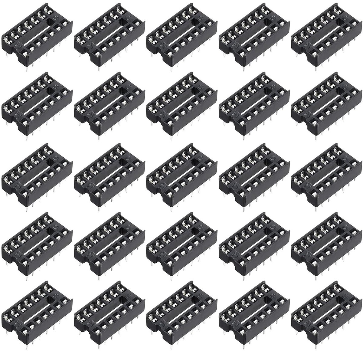 100 stuks DIP IC chip socket adapter 14 Pin IC assortiment kit 2,54 mm/0,1" pitch voor breadboard project, PCB printplaten design