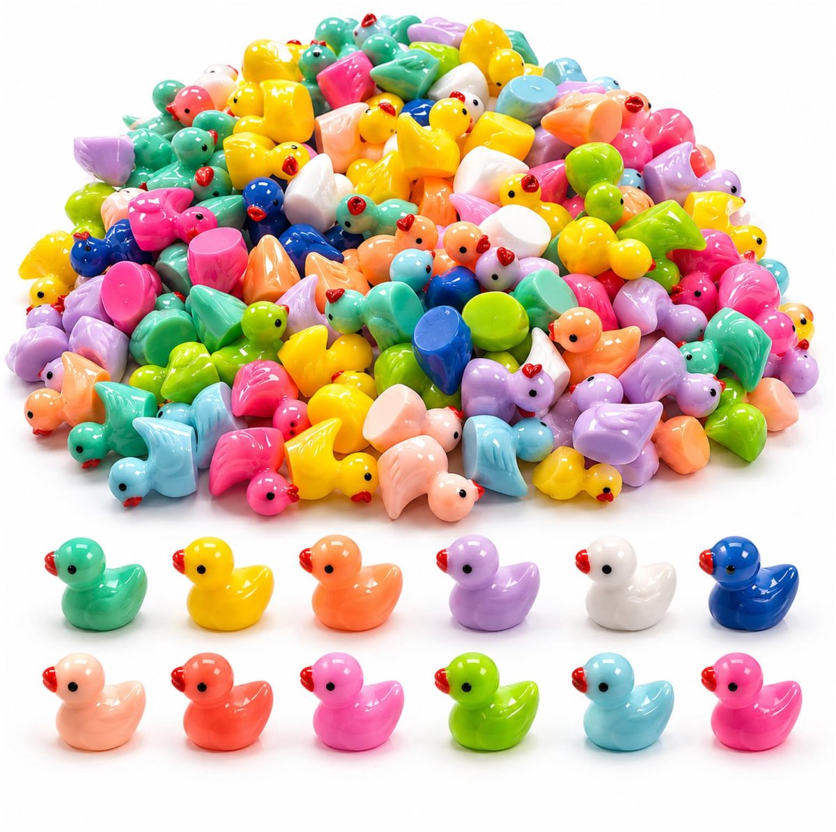 mini eendenfiguren 120 stuks - kleurrijke hars - miniatuurdecoratie - perfect voor aquariums - SnelShoppen