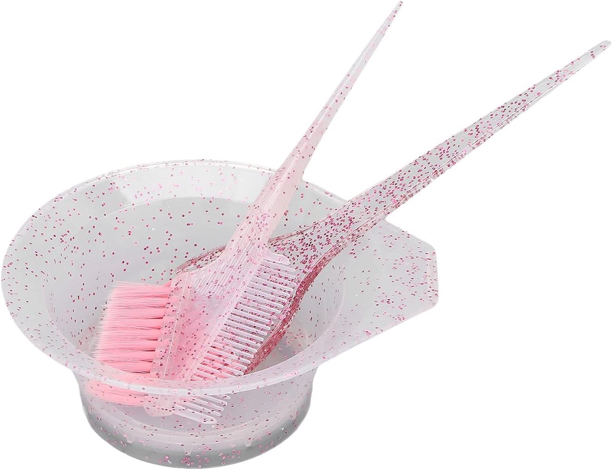 3 stuks haarkleurborstel en komset, kappers kleurkam haarverfgereedschap set voor thuissalon gebruik (roze)