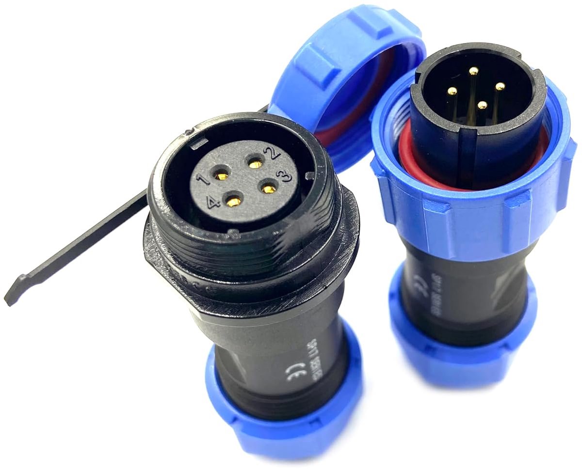 SP17, IP68, soldeervrij, 500 V, 5 A, 4-polig, waterdicht en stofdicht voor buitenlampen (luchtvaartconnector, 18 AWG schroef)