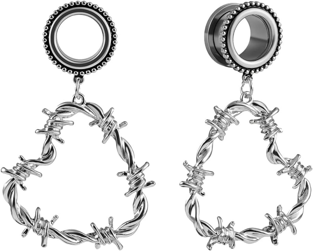 Tunnels Oor Brancards Stekkers 2 Stks Oormeters Populaire Hanger Dubbel Uitlopende Rvs Expander Brancard Oor Piercing Sieraden voor Mannen Vrouwen 8-16mm