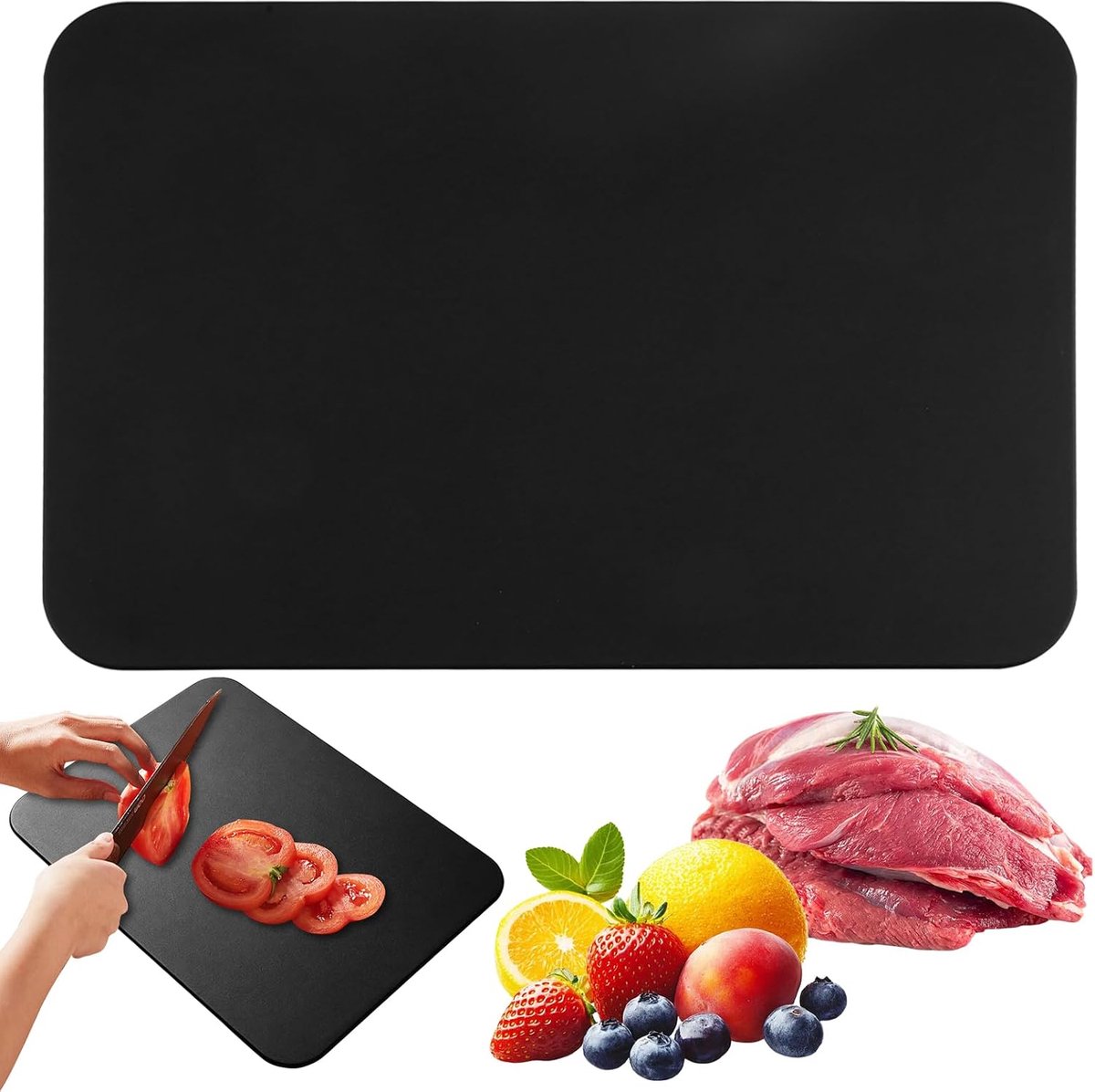 Extra groot, vaatwasmachinebestendig en mesvriendelijk, antislip keukenplank, flexibel en BPA-vrij, professionele snijonderlegger voor vlees, groenten en deeg, 130 °C