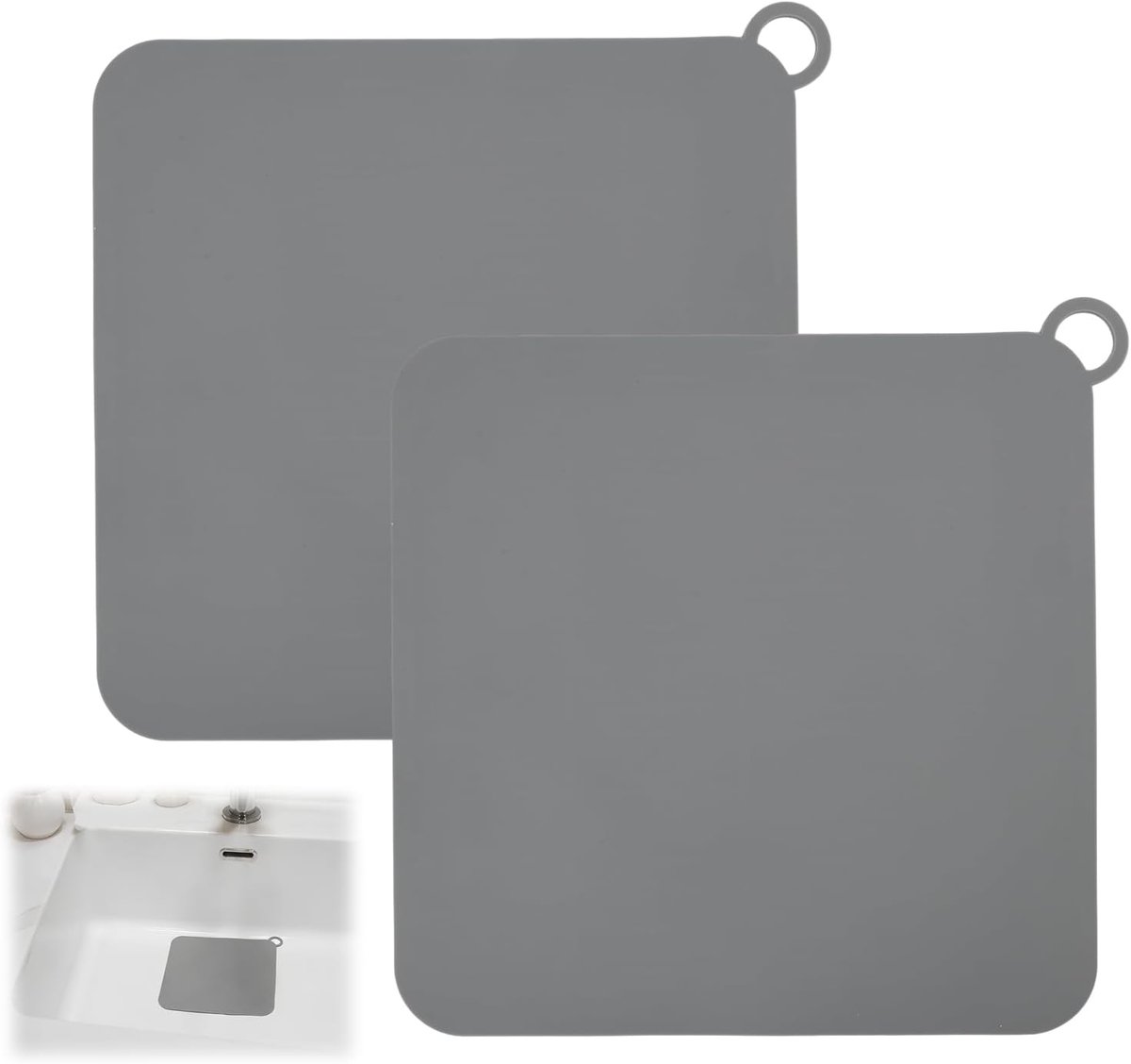 Geurremmend, 2 stuks, siliconen, grijs, 20 x 20 cm, deksel voor afvoer in de badkamer, oplossing tegen slechte geuren voor keuken, toilet, gootsteen