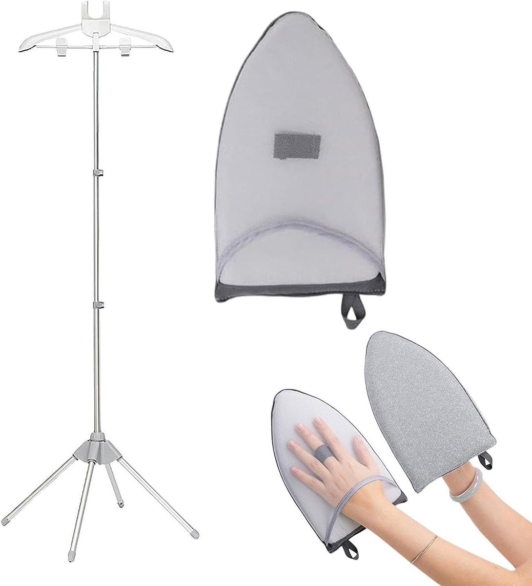 Stoomstrijkijzer Standaard - Kleding Stomerrek - Kleding Stomen - In Hoogte Verstelbaar - 160 cm - Grijs