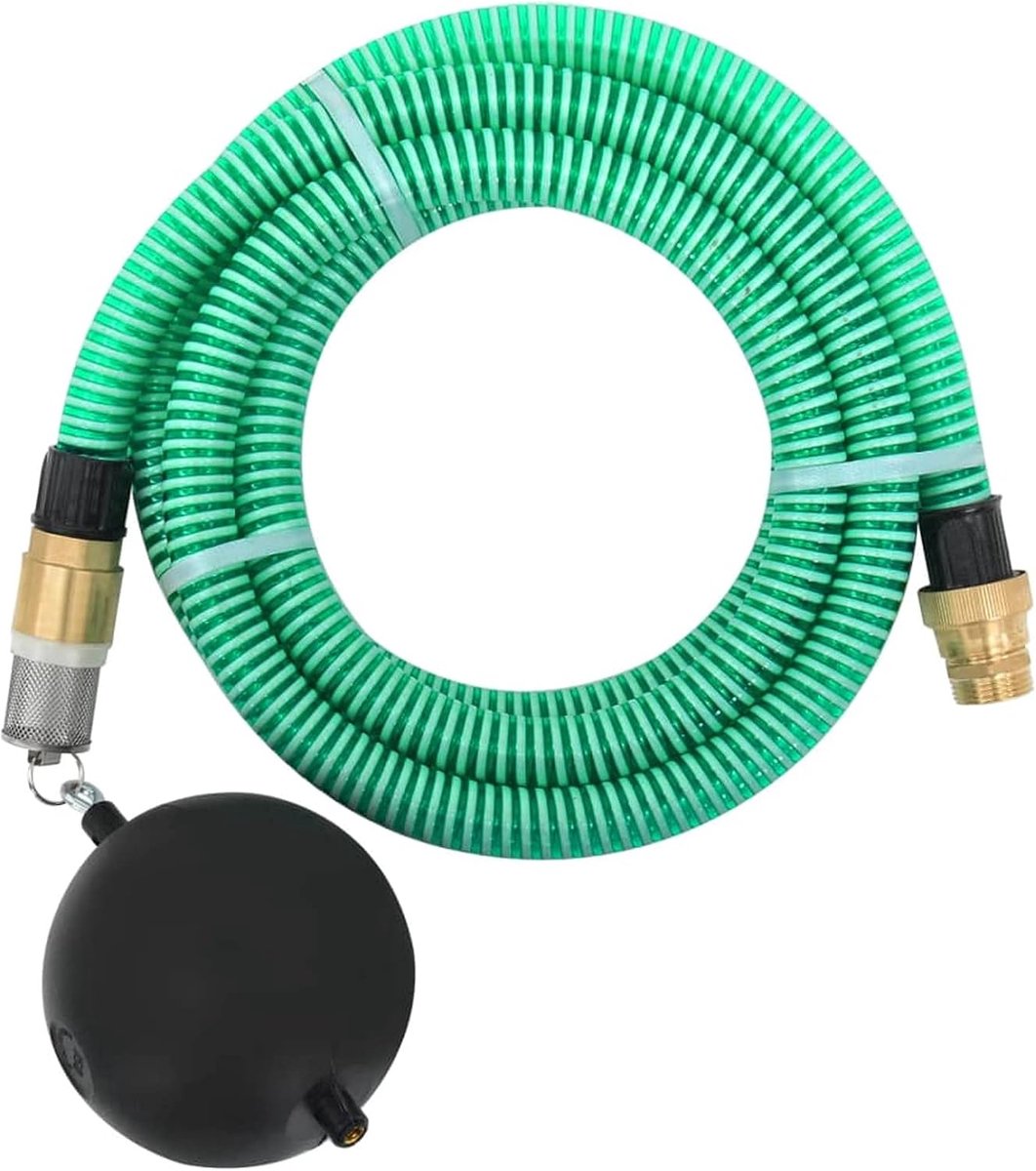 Zuigslang met messing aansluitingen, zuiggarnituur tuinslang pompslang aanzuigslang zuigslang 15 m 25 mm groen