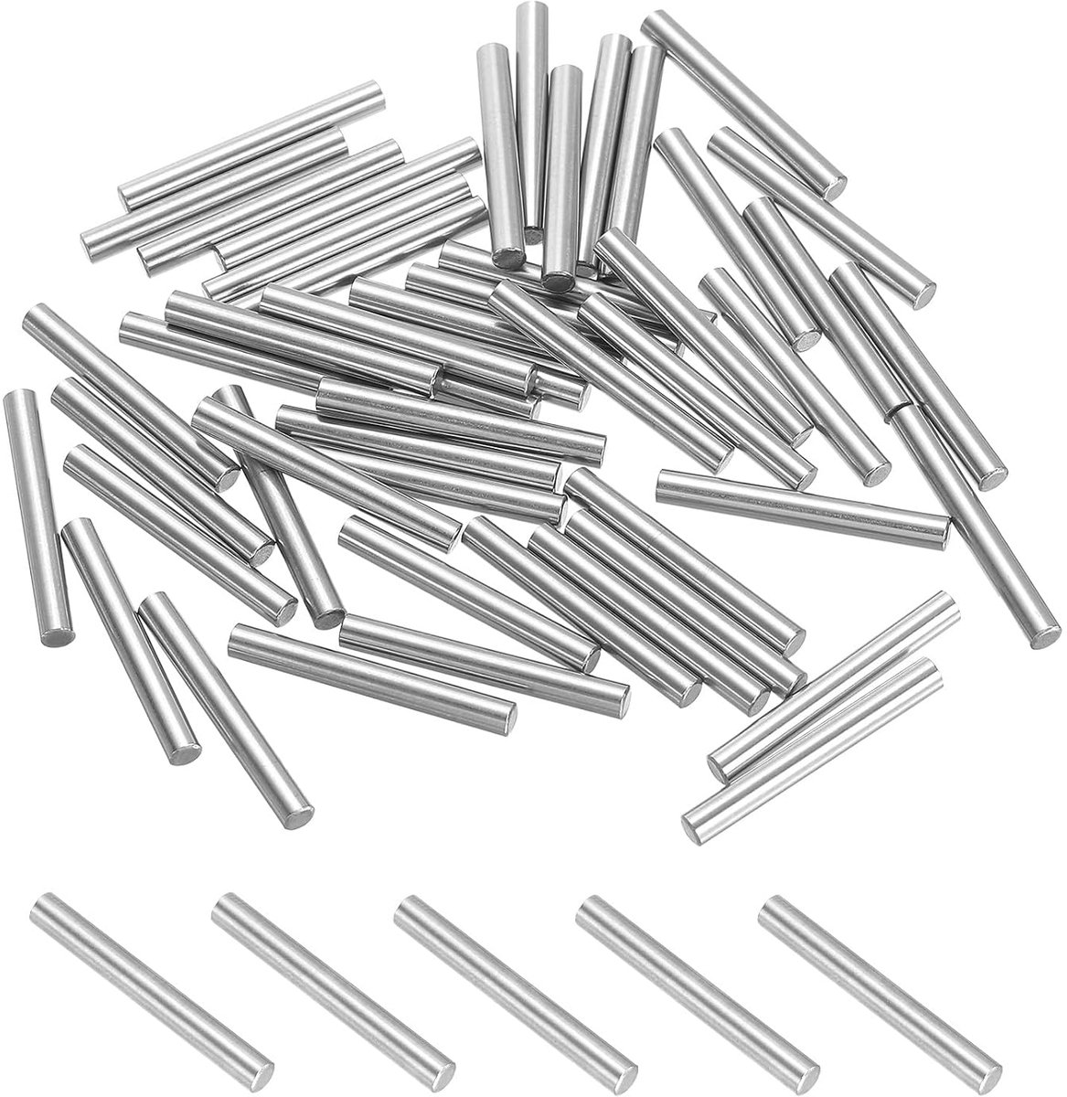 Metalen pennen 3 x 25 mm, 100 stuks, 304 roestvrij staal, bevestigingselementen voor boekenkasten, planken, kasten, positioneringscomponenten, zilver