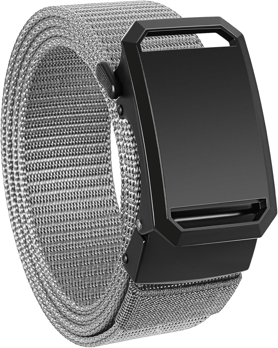 Herenriem, riem zonder gaten, automatisch, verstelbaar, van nylon, riem met schuif voor golf, werk en reizen, met doos, cadeau voor mannen