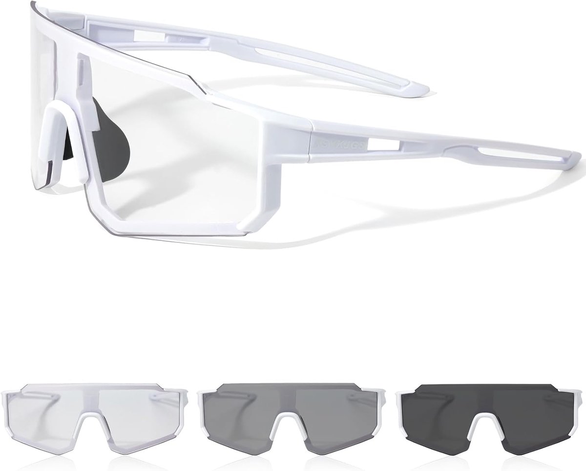 Fietsbril, zelfkleurend, voor heren en dames, fotochromatische sportzonnebril, UV400-bescherming, ultralicht, snelle bril voor fiets, MTB