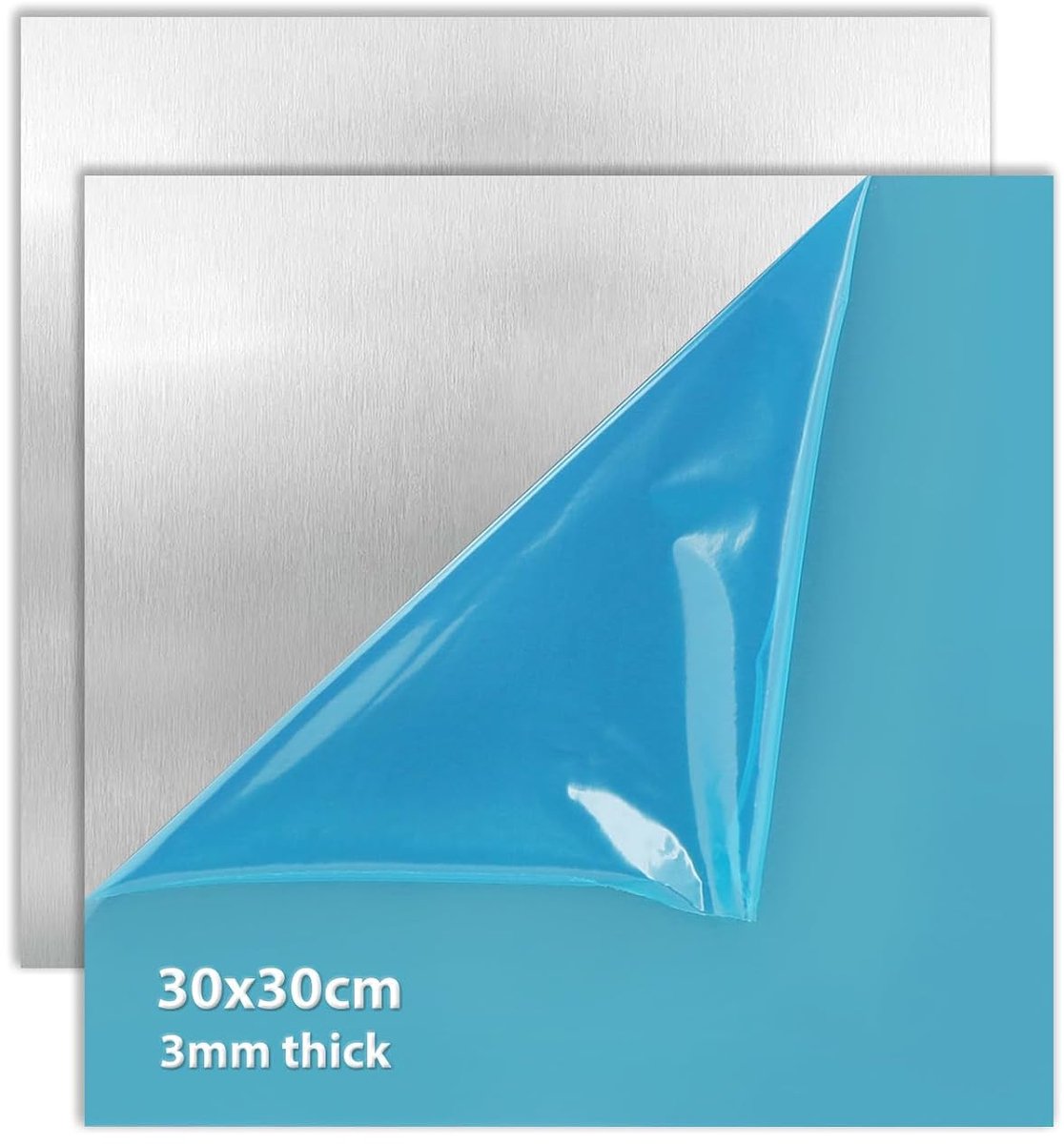 Aluminium plaat, aluminiumplaat, dikte 3 mm - 300 mm x 300 mm (30 cm x 30 cm) - 2 stuks