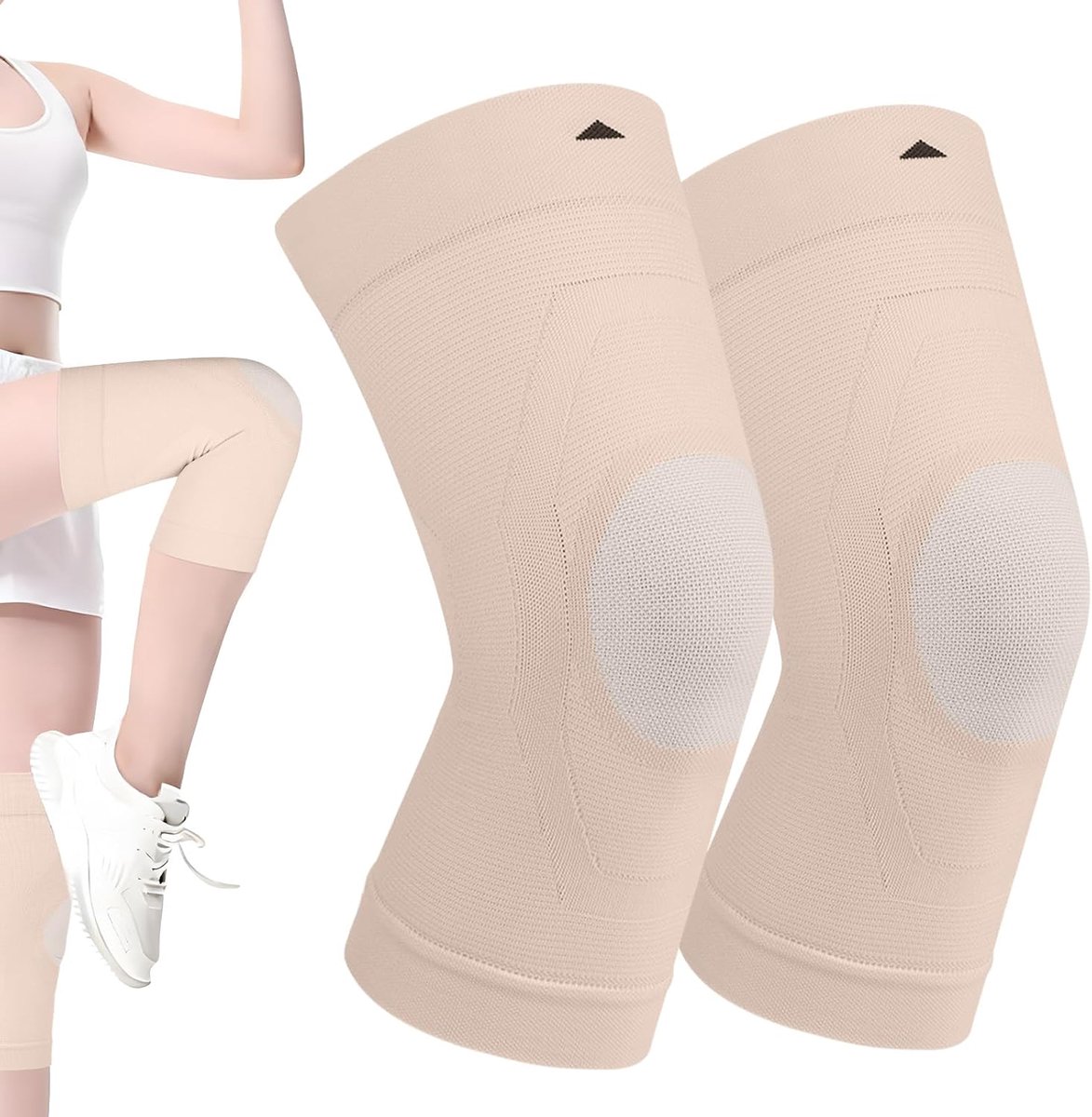 Kniebeschermers voor meniscus en ligamenten, 2 stuks, sportief, beige, M