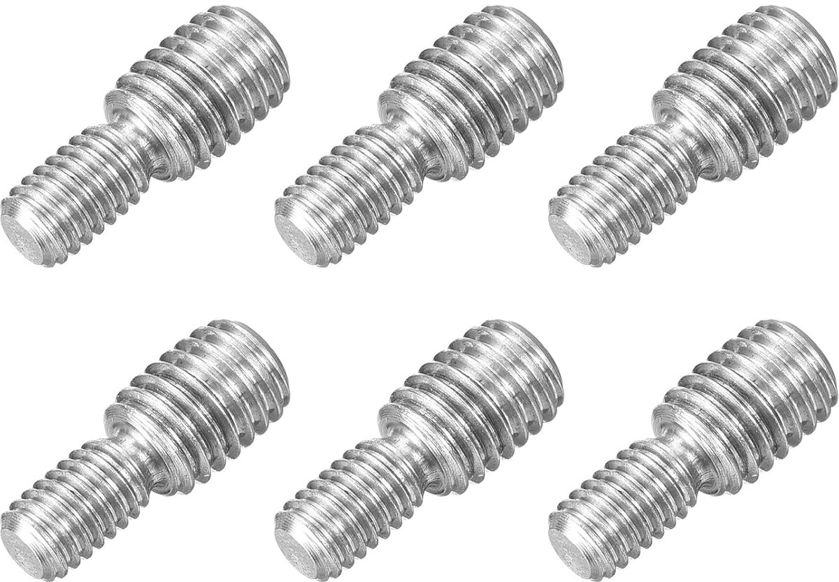 M6 x 10 mm naar M8 x 10 mm dubbel uiteinde schroefdraadbouten, dubbele schroefdraadpennen, schroef 6 stuks 304 roestvrij stalen schroefdraadadapter, reduceerschroef voor meubelhardware