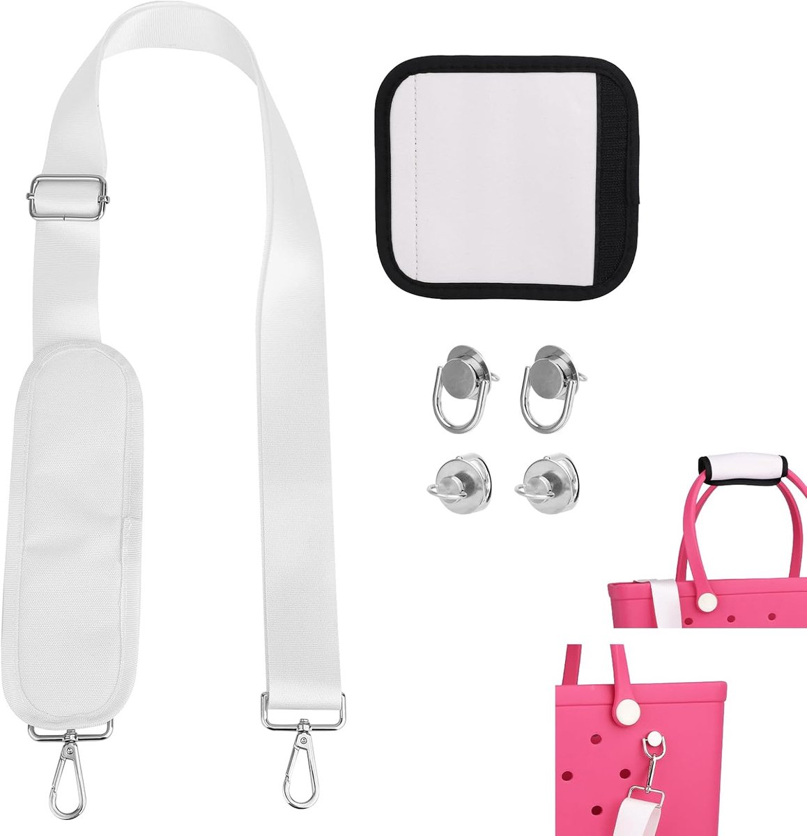 lasuroa Verstelbaar Tasriem Wrap, Afneembare Gevoerde Schouderriem met Handvat Handschoen Extra Lang Vervangende Riemen voor Bogg Tassen in XL Medium Maten (Wit)