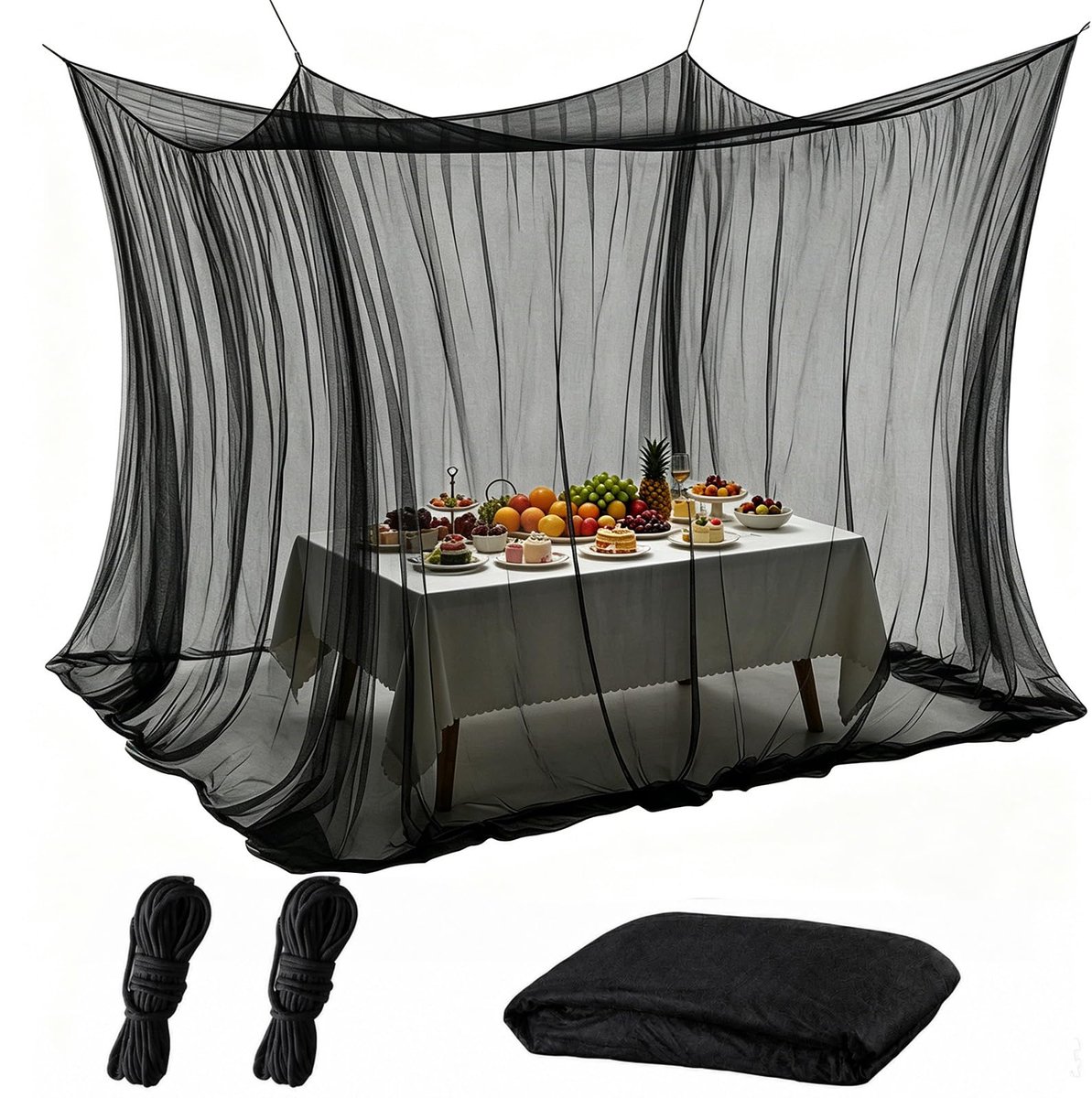 Muggennet XXL 300 x 300 x 250 cm - Fijnmazig 220 mesh - Insectenwerend met 1 deur - SnelShoppen