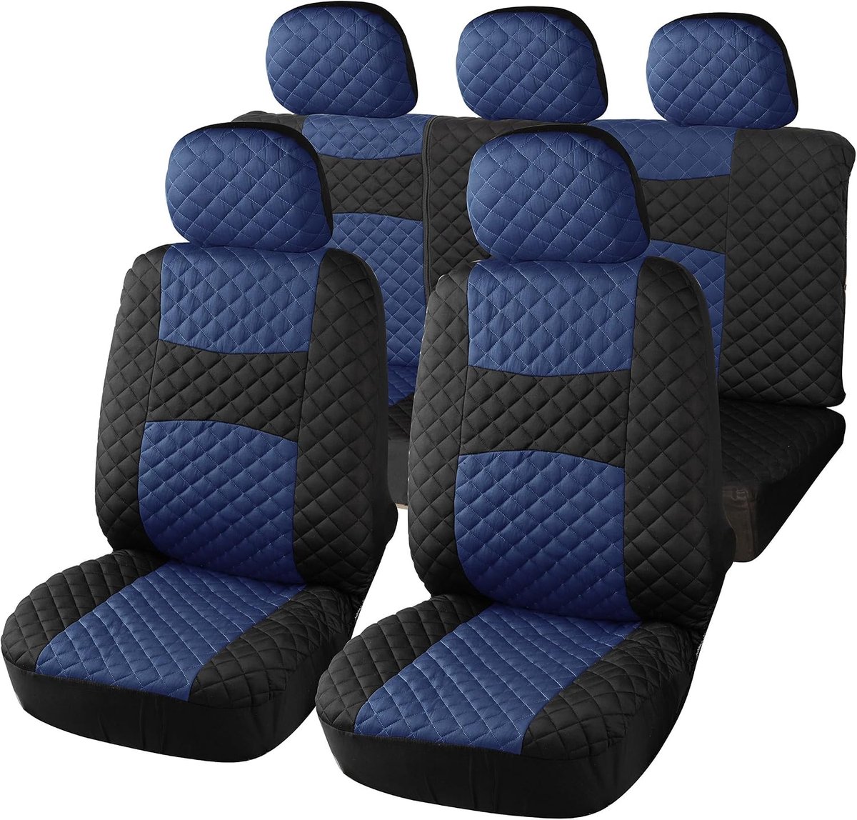 Accessori Lupex - A20 universele autostoelhoes hoes blauw zwart set hoezen voor en achter rugleuning met 2 ritssluitingen geen SUV