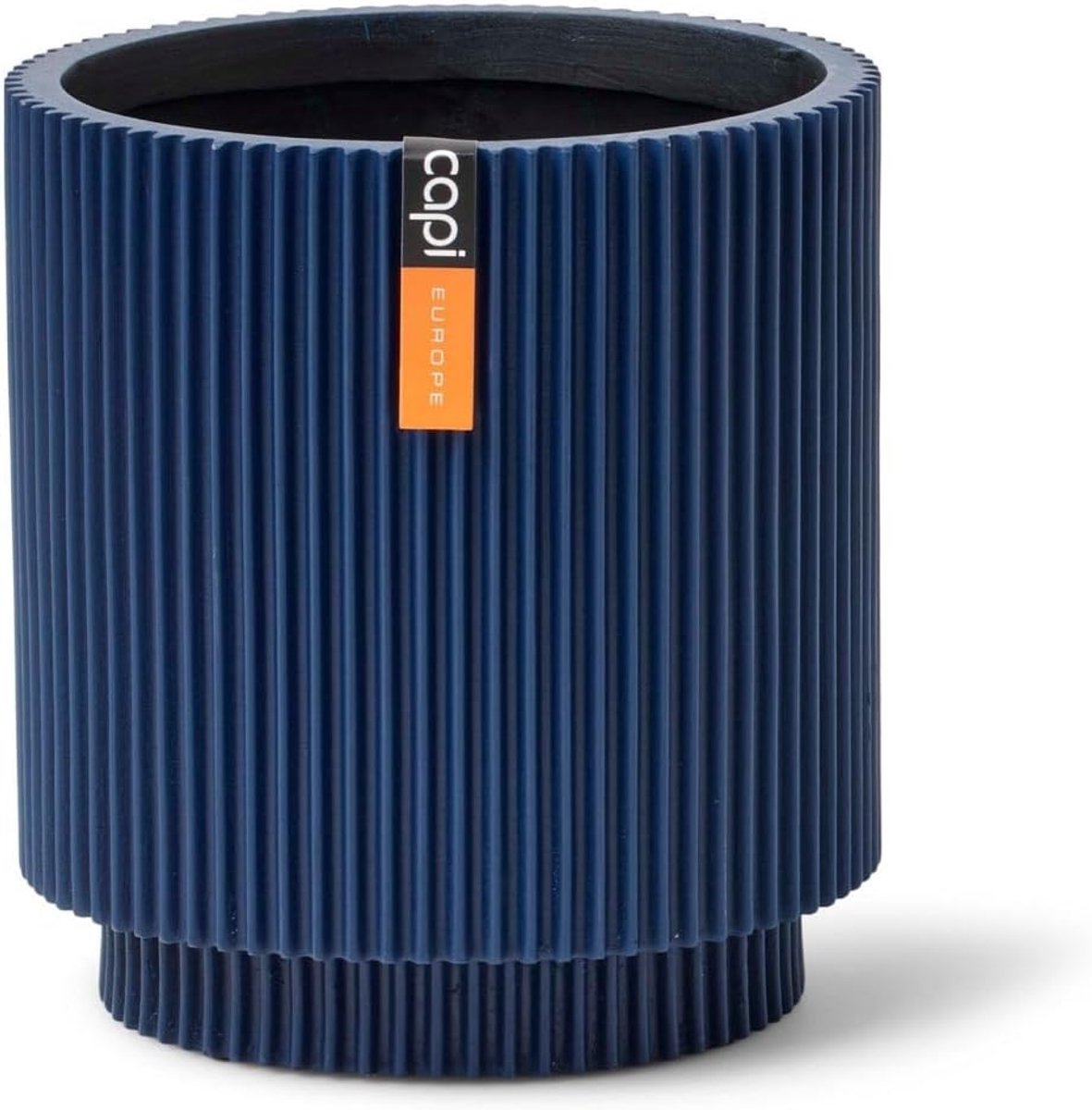 Vaas cilindervorm 8x9 - donkerblauw - groove textuur - lichtgewicht voor binnen - SnelShoppen