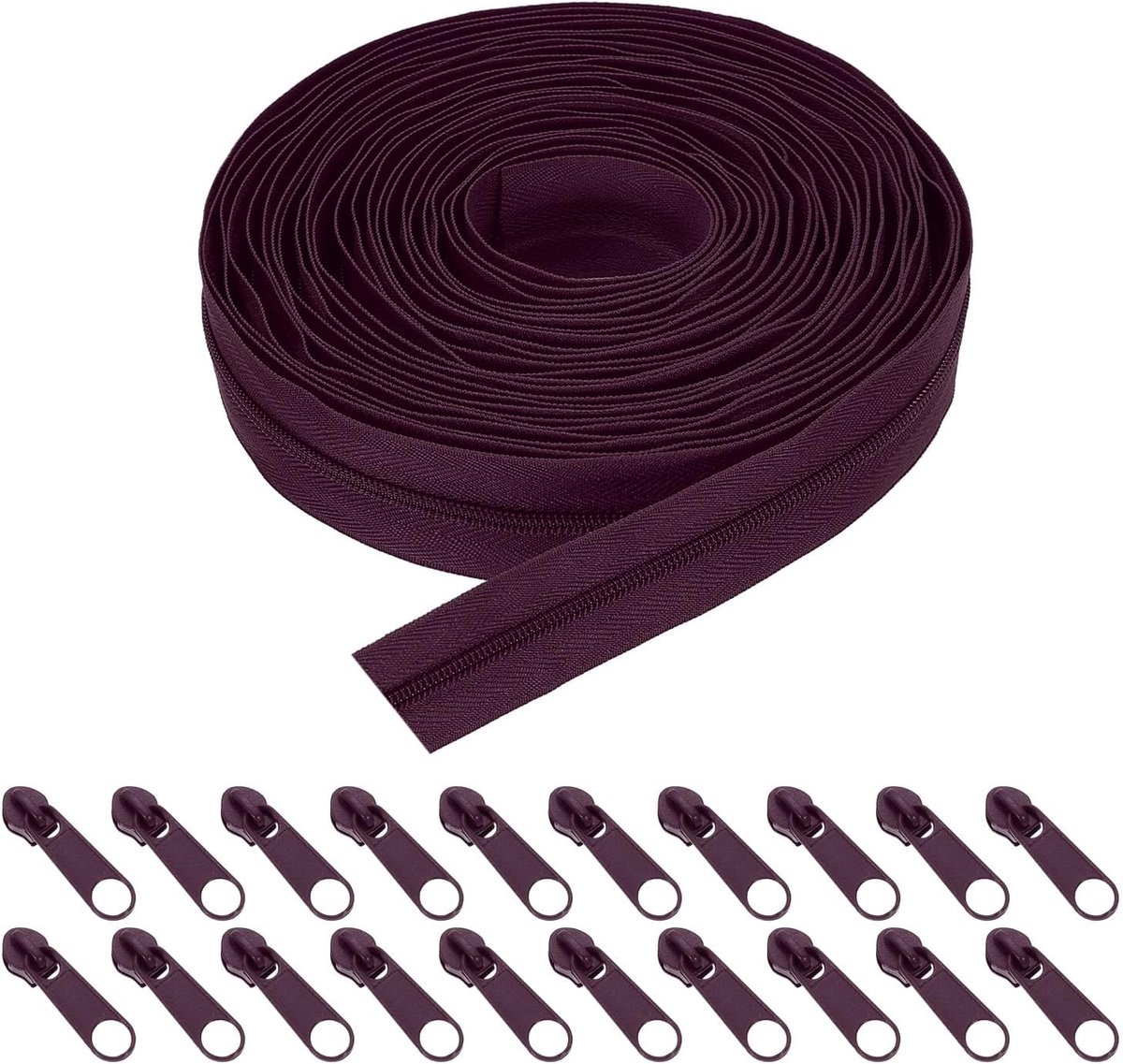 #3 Nylon Rits Op Spoel 10 Engine 26 mm Roll Rits Linten Met 20 Vervangende Glijders Voor Naaibenodigdheden, Donkerrood
