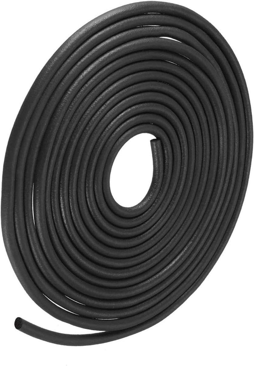 Schuim rubber weer afdichting strips (6 mm diameter x 8 m lengte) 1 stuks EPDM rubber ronde afdichting strips - voor reparatie van deuren zwart